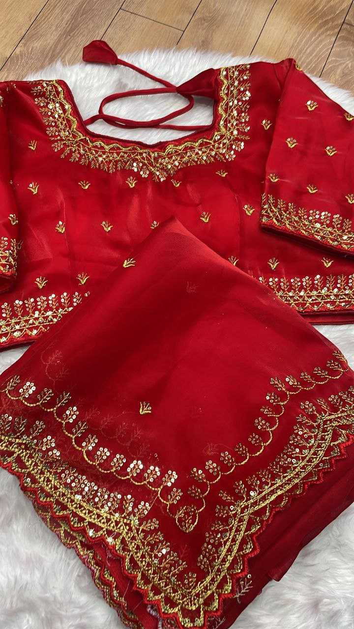 Pure Zimmy Choo Satin Saree With Beautiful 3MM Sequence Zari (C-Pallu) Work And Aarco Border