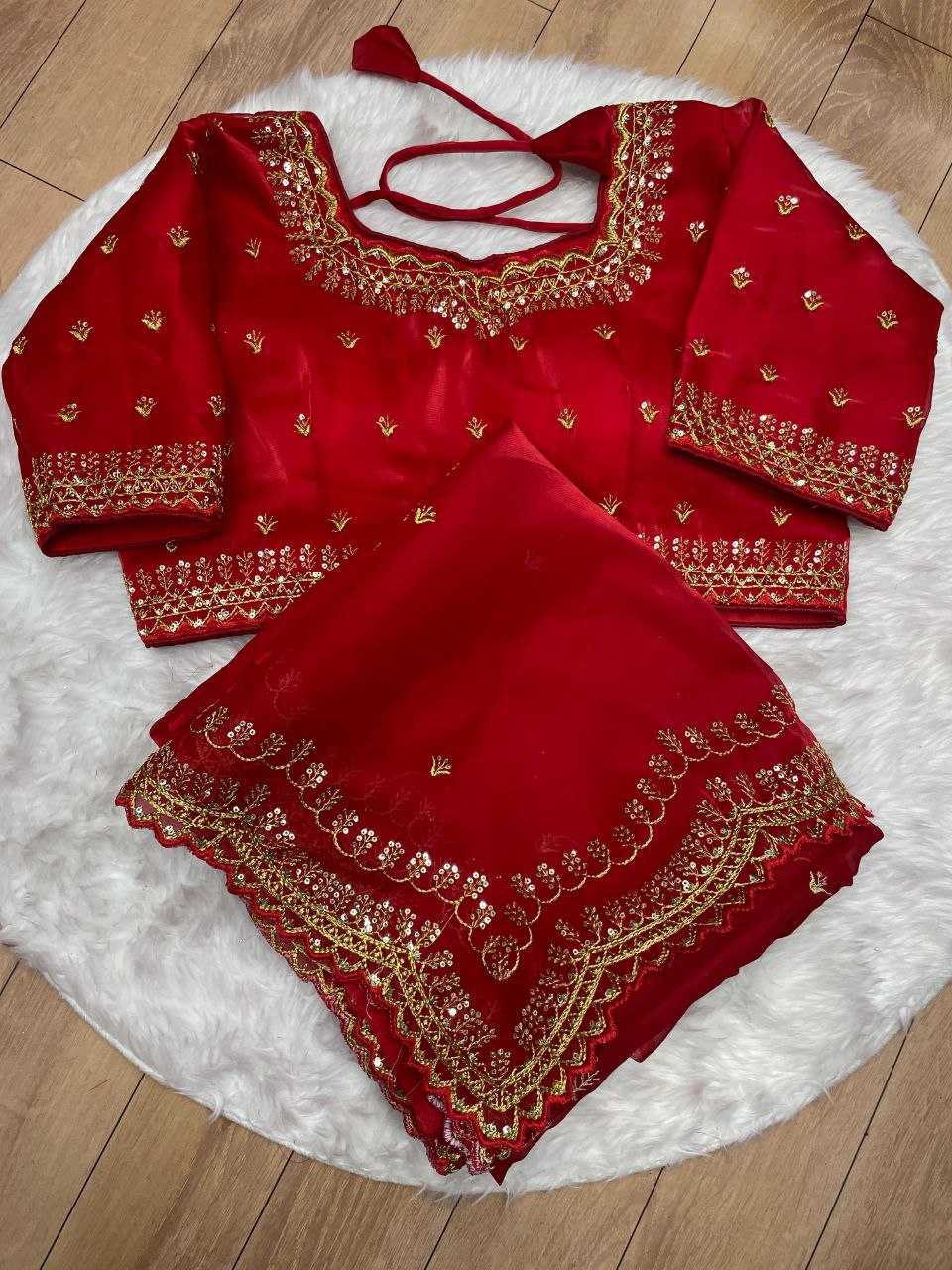 Pure Zimmy Choo Satin Saree With Beautiful 3MM Sequence Zari (C-Pallu) Work And Aarco Border