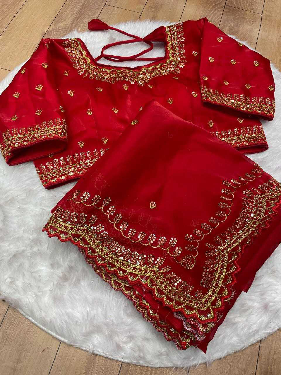 Pure Zimmy Choo Satin Saree With Beautiful 3MM Sequence Zari (C-Pallu) Work And Aarco Border