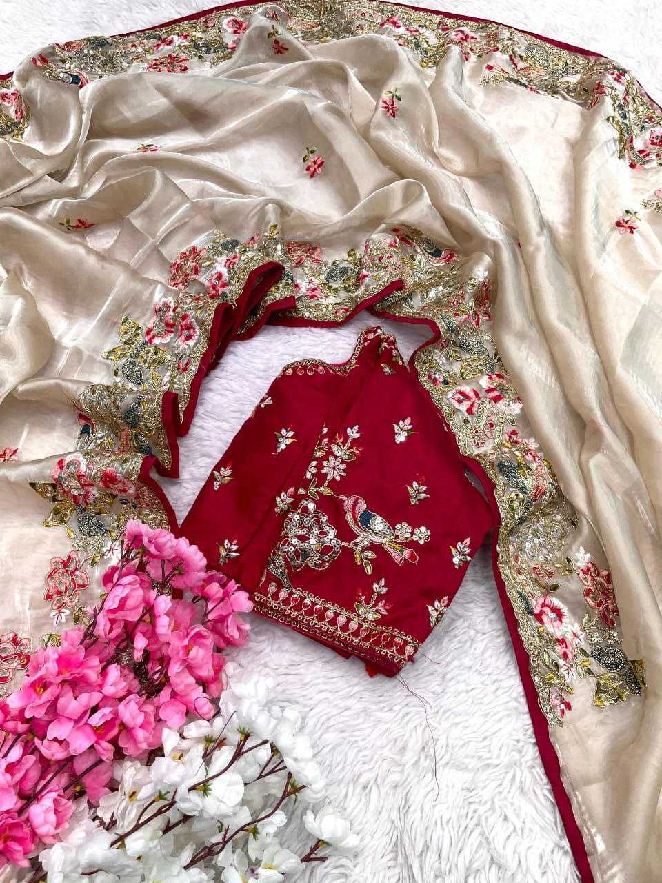 Blissful Beige Color Soft Zimmy Cho Saree