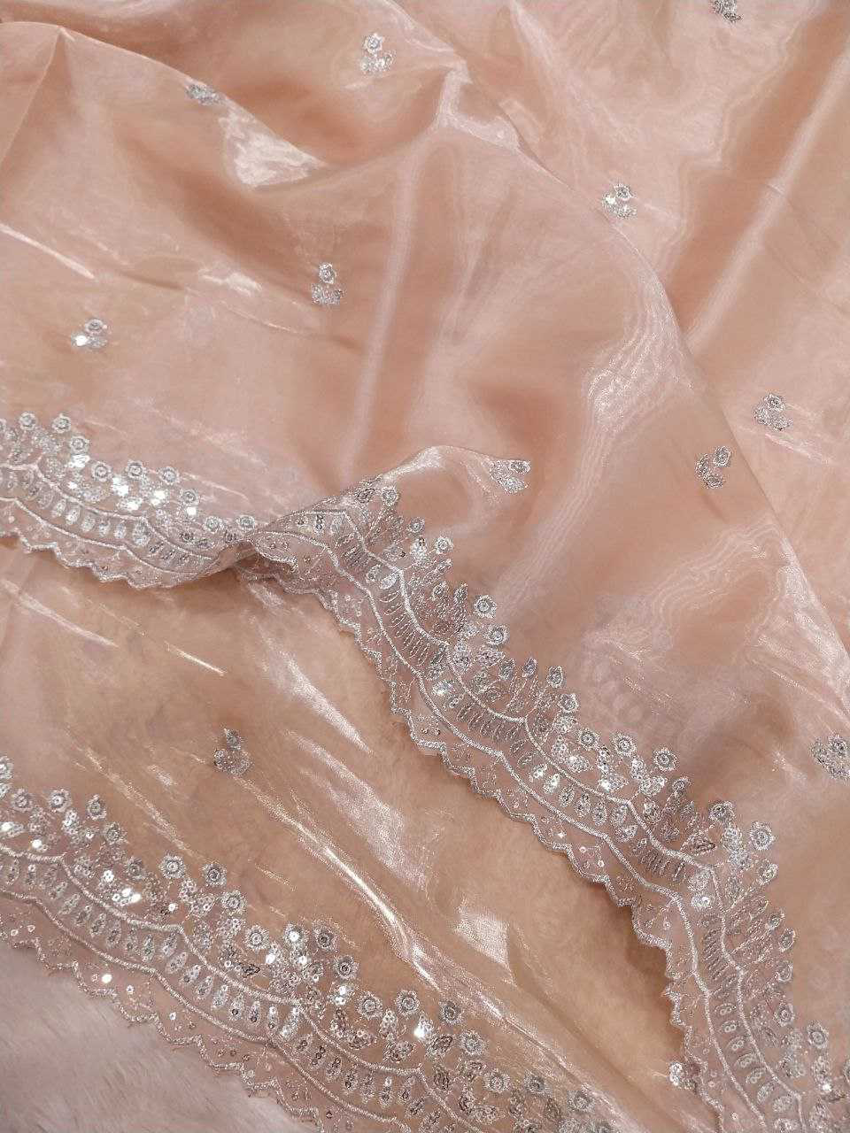 Soft Jimmychoo Saree embellished with beautiful embroidery work allover saree