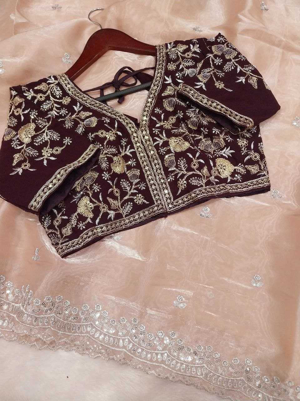 Soft Jimmychoo Saree embellished with beautiful embroidery work allover saree