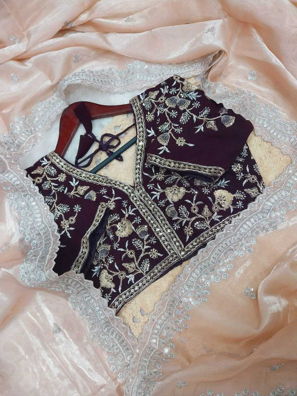 Soft Jimmychoo Saree embellished with beautiful embroidery work allover saree
