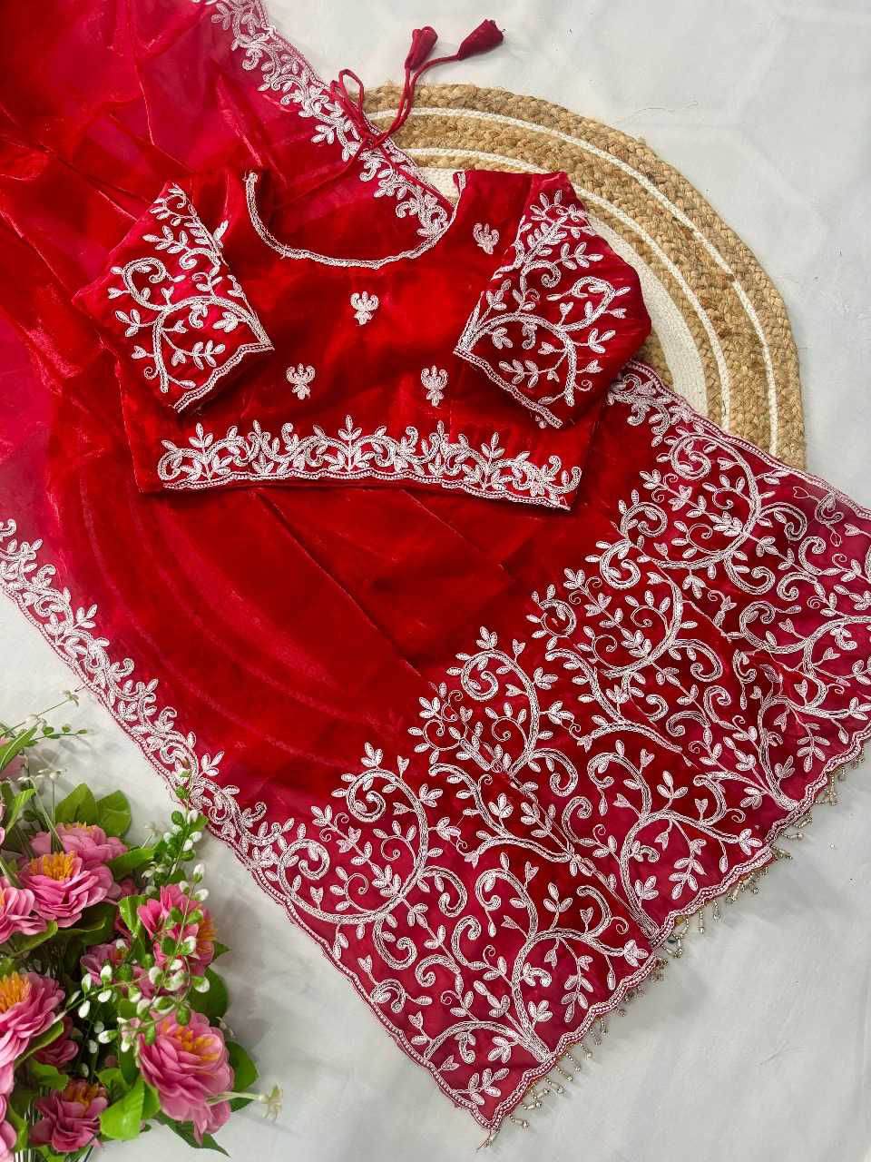 Fabric Jimmy Chuu Silk Multi Thread Embroidery Coding Sequence Work