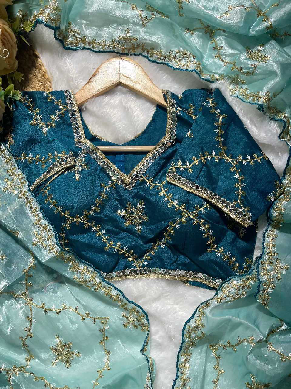 JIMMY CHOO SILK DESIGNER SAREE WITH READYMADE BLOUSE