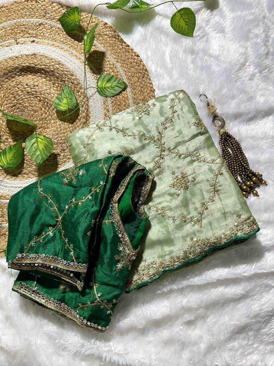 JIMMY CHOO SILK DESIGNER SAREE WITH READYMADE BLOUSE