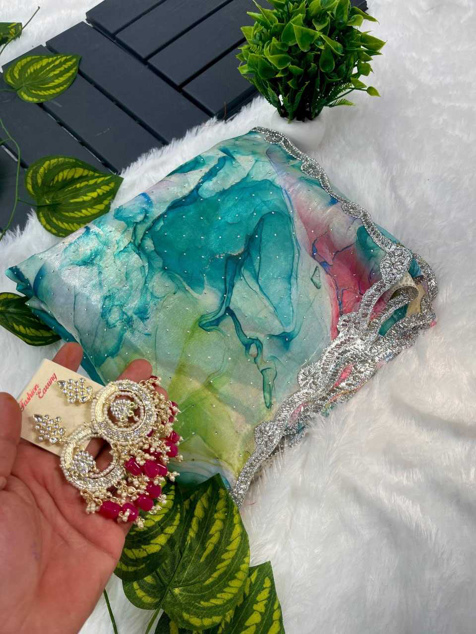 Pure soft zimmy choo silk saree with beautiful prism prints