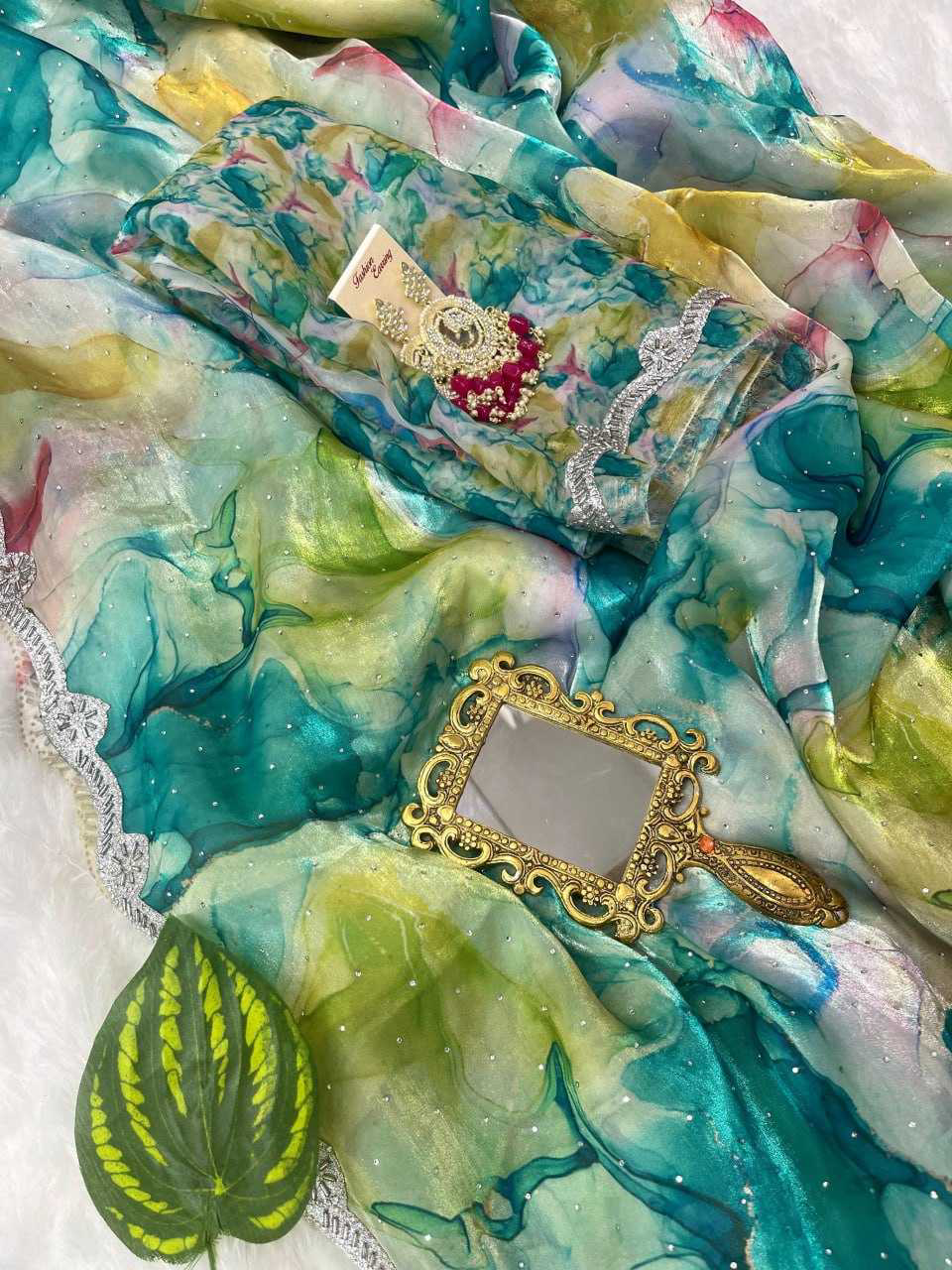 Pure soft zimmy choo silk saree with beautiful prism prints