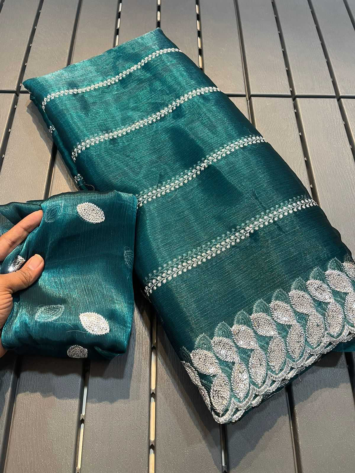 Pritty Rama Colour Soft Silk With Thread And Sequence Work Saree