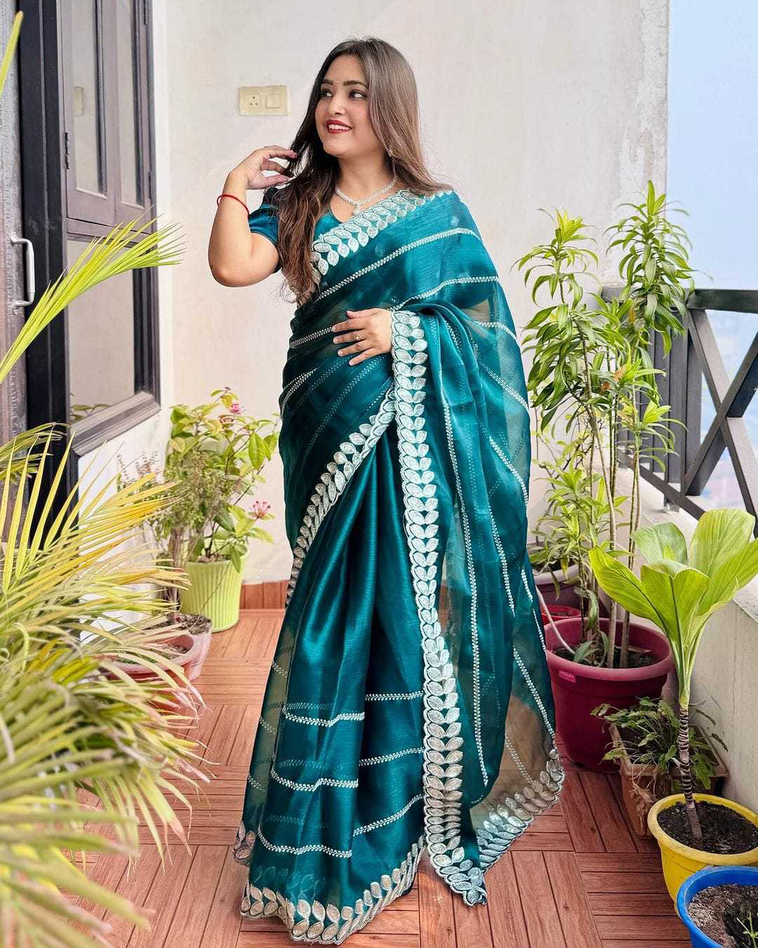 Pritty Rama Colour Soft Silk With Thread And Sequence Work Saree