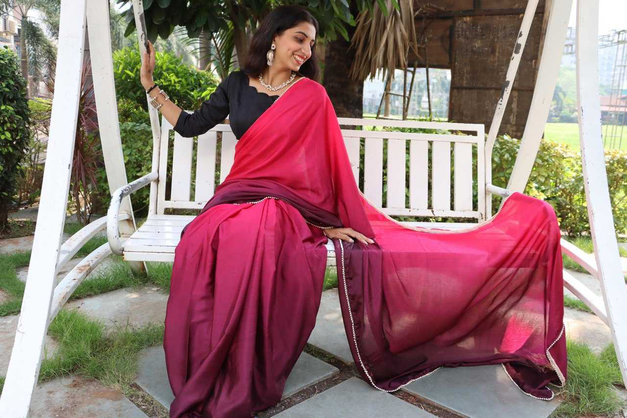Stylish Ready To Wear Chinon Saree