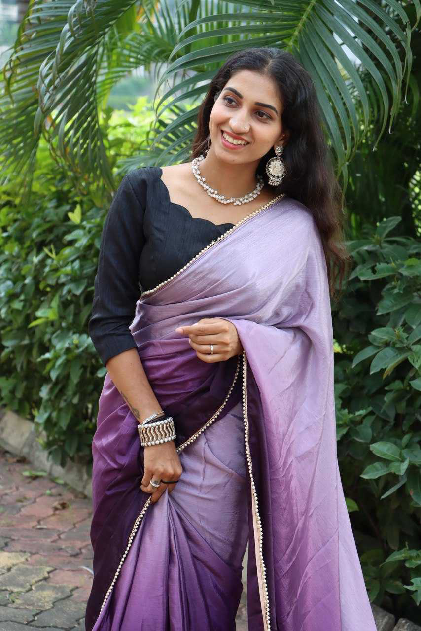 Stylish Ready To Wear Chinon Saree