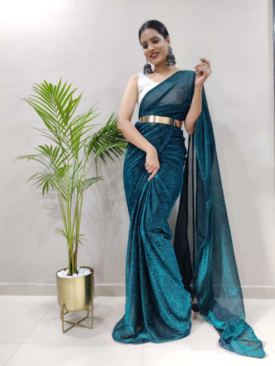 Pretty Pista Color Soft Georgette Silk Design All Over Work Saree