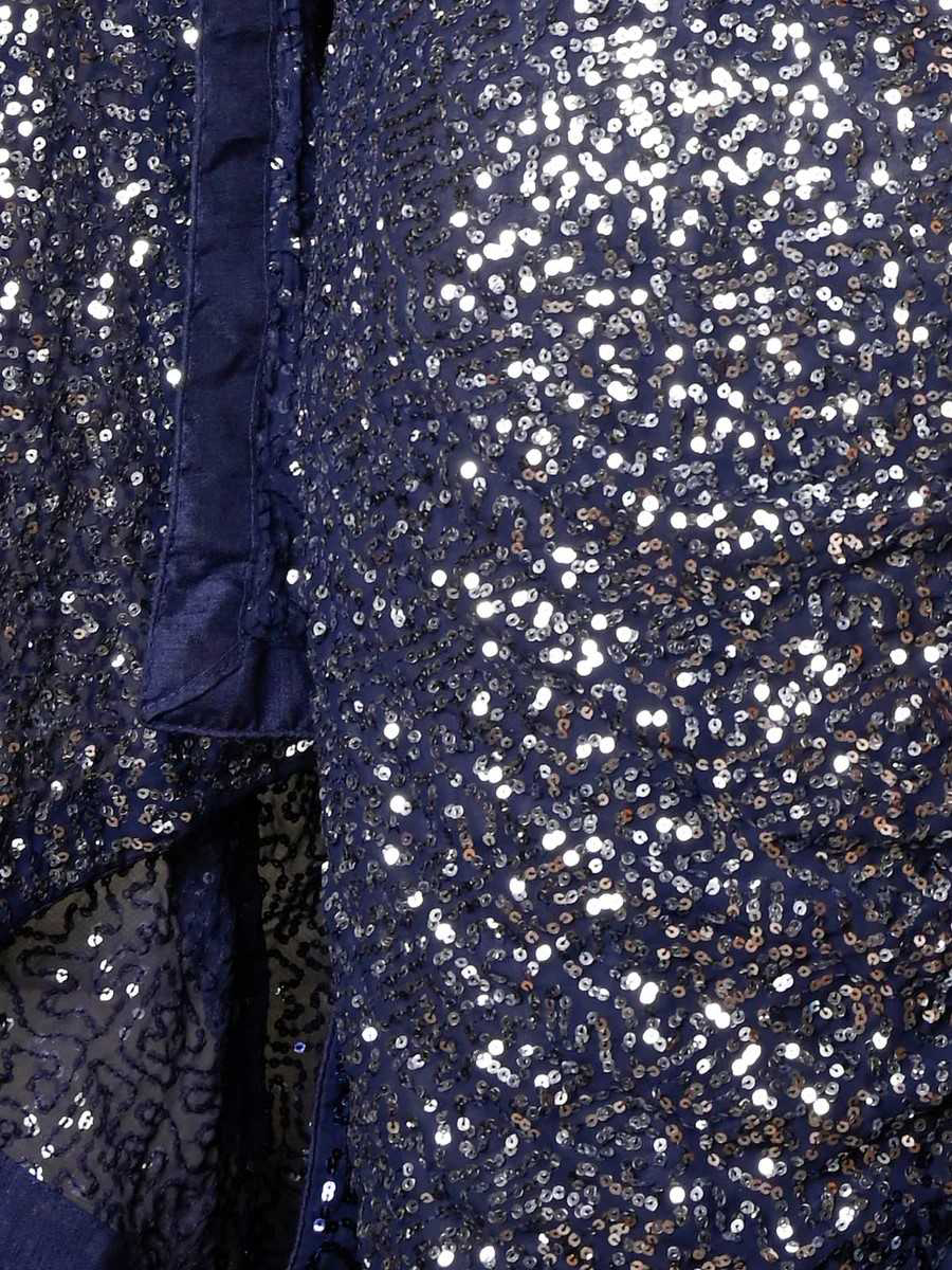 Navy Blue Beautiful Dual color 5 MM sequins embroidery work Saree