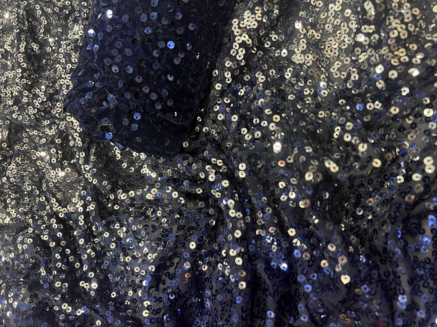 Navy Blue Beautiful Dual color 5 MM sequins embroidery work Saree