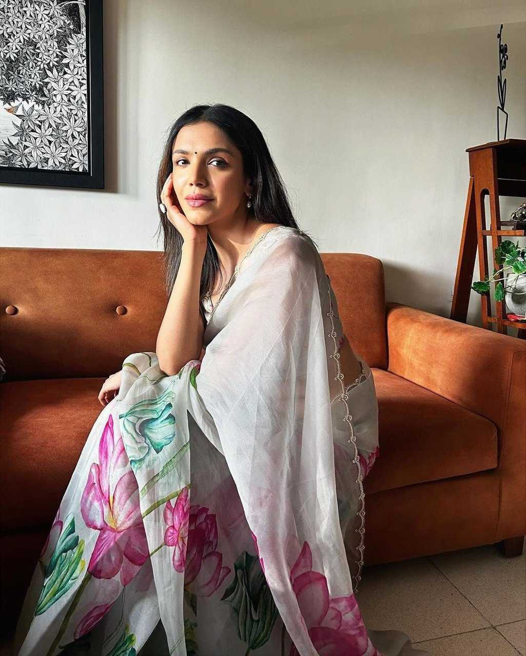 Organza Silk Reception Saree
in White and Off White with Printed work