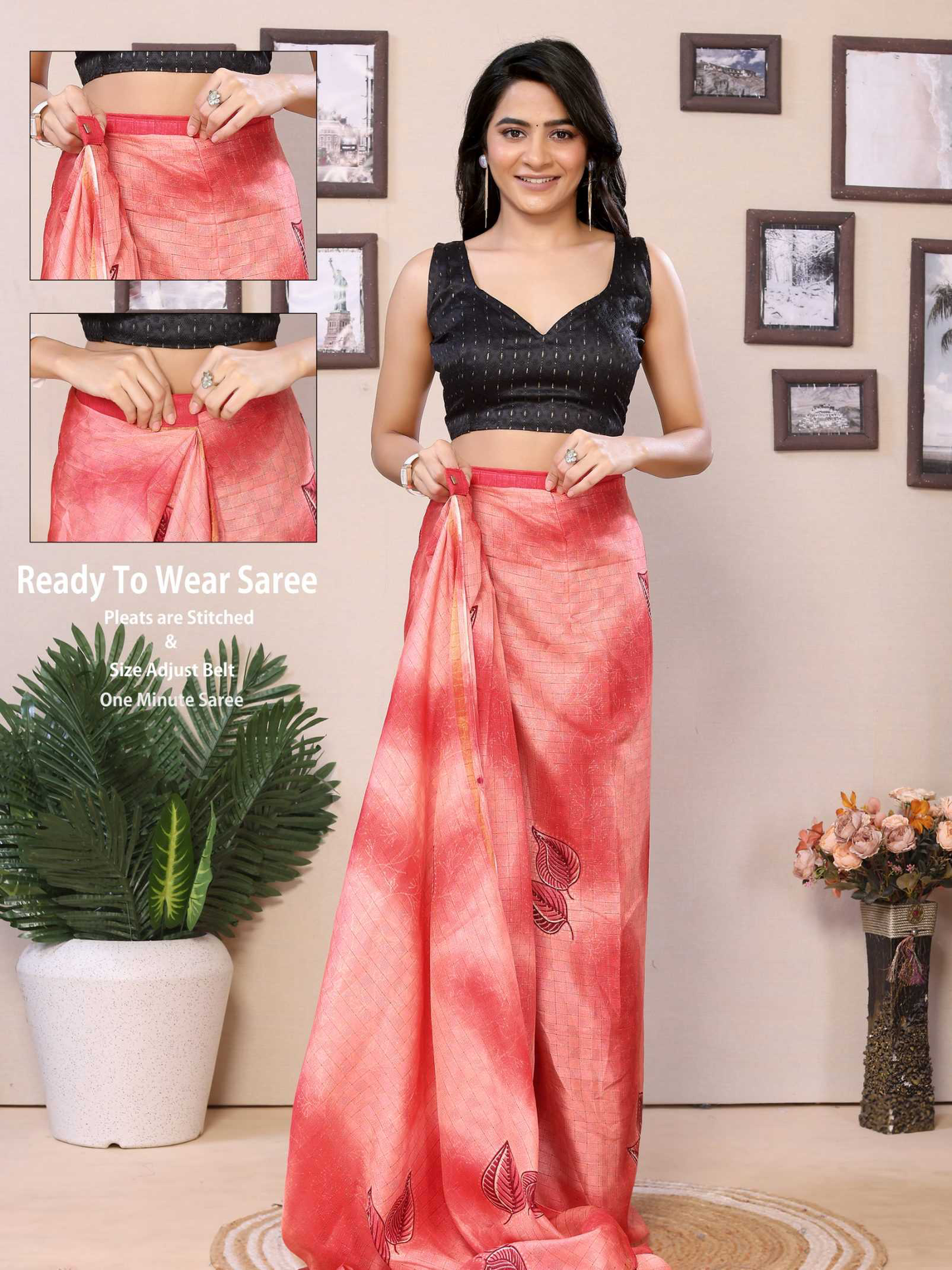 Ready To Wear Printed Silk Saree
