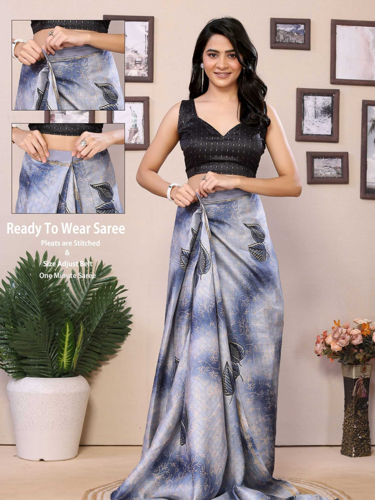 Ready To Wear Printed Silk Saree