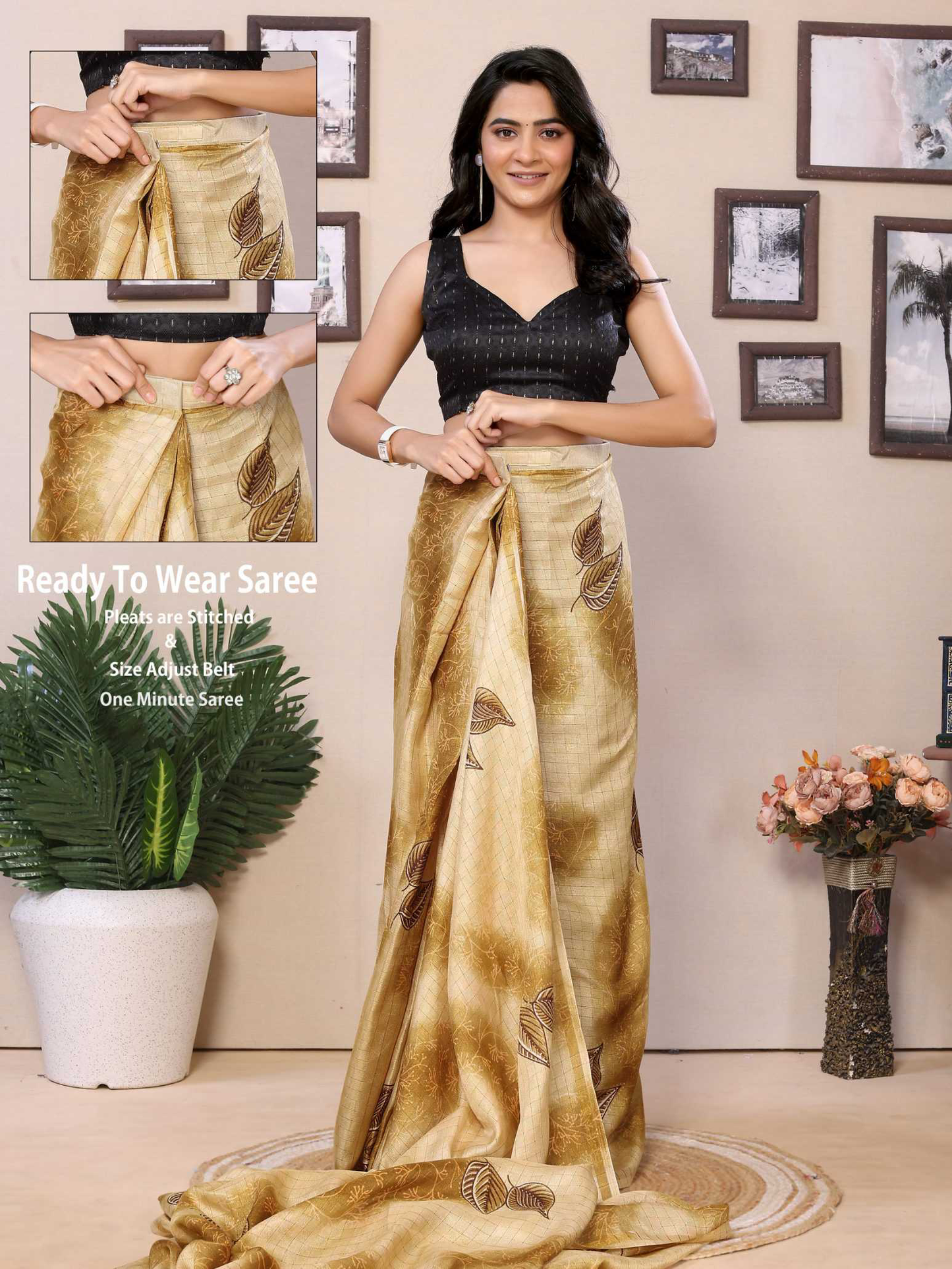 Ready To Wear Printed Silk Saree