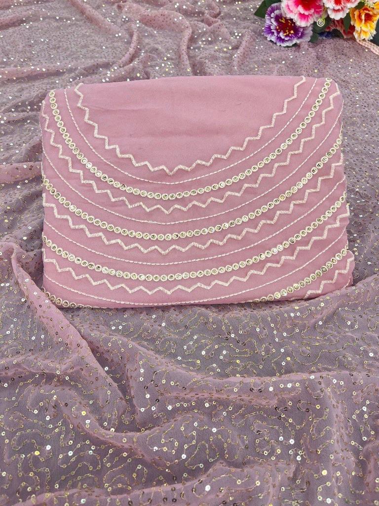 Light Pink Georgette Sequence Work Bollywood Saree
