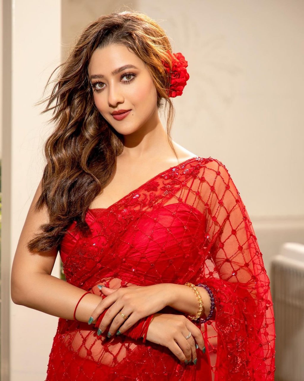 Beautiful sequins Embroidery C Pallu Work with Cutwork in border Saree