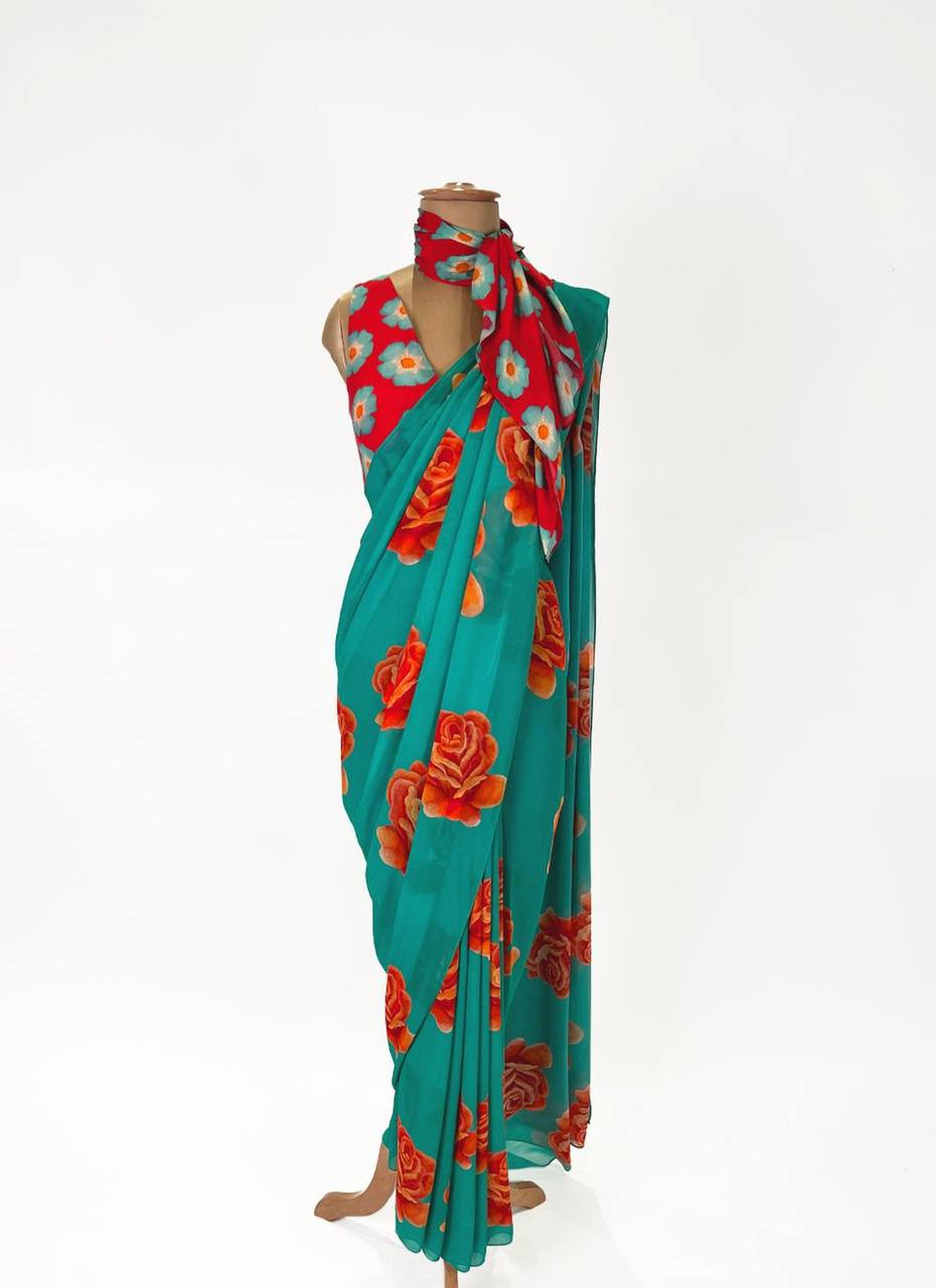 CHINON WITH FANCY DIGITAL PRINT DESIGN Saree