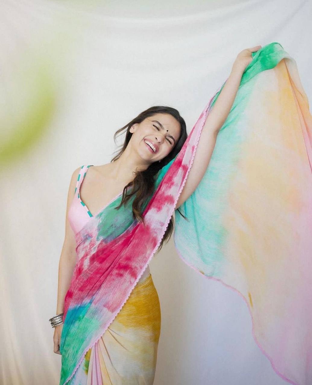 CHINON WITH REACH DIGITAL FINE PRINT WITH FANCY READYMADE LACE BORDER SAREE