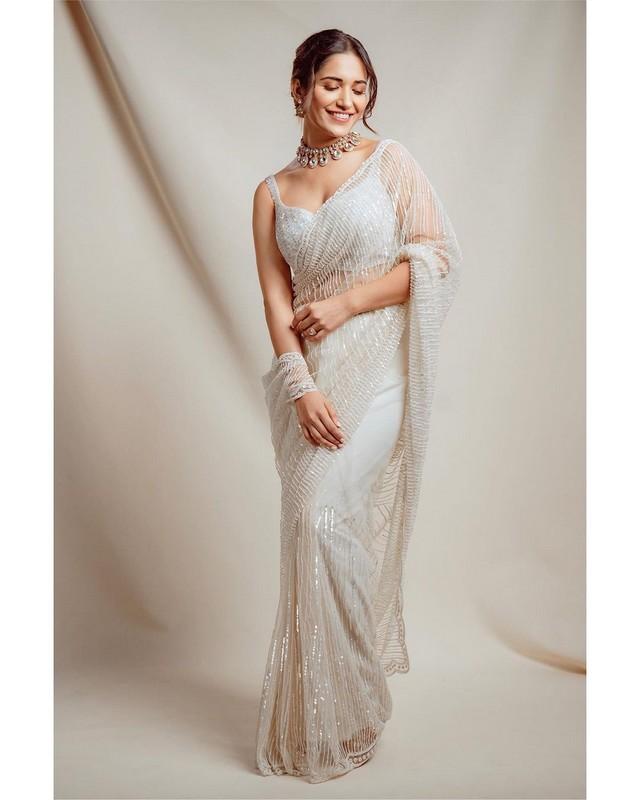 White Colour Bollywood Style Saree