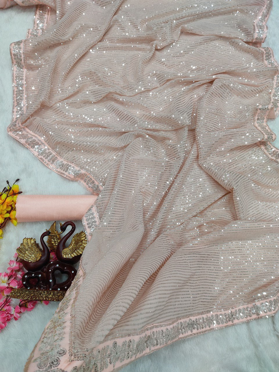 Designer Sequin Saree for women Party wear saree Georgette saree