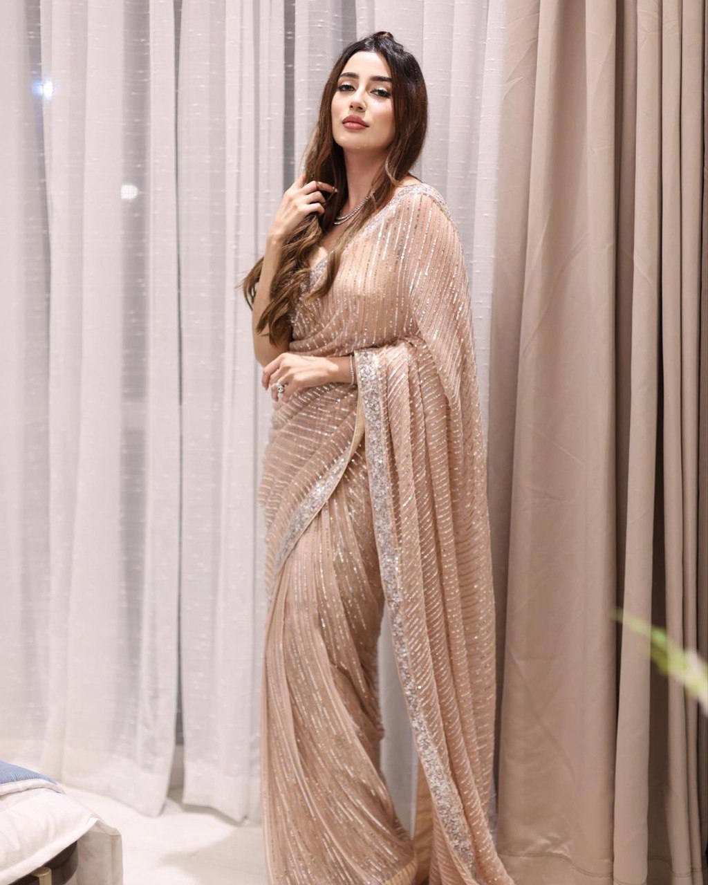 Designer Sequin Saree for women Party wear saree Georgette saree