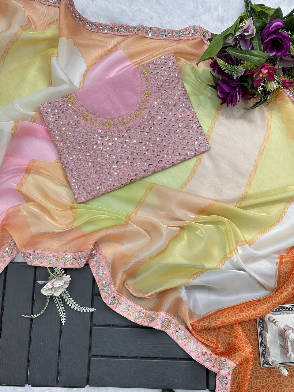 KIARA MAM INSPIRED TISSUE RANGKAT SAREE