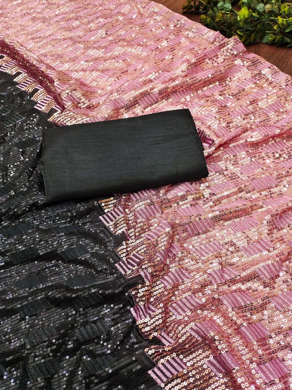 Kajol Devgan Wear Pink and Black Color Bollywood Style Party Wear Saree