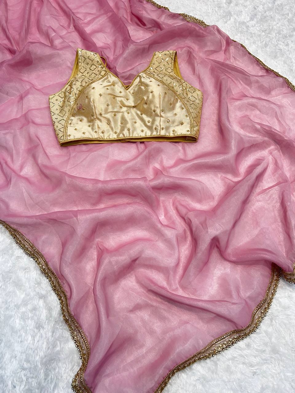 Bollywood Style Heavy Tissue Organza Saree