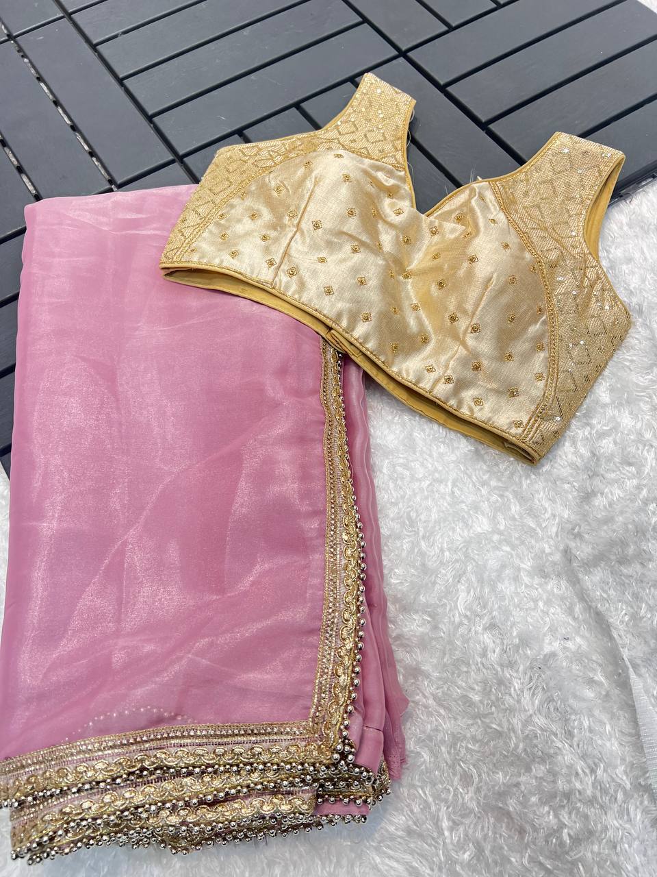Bollywood Style Heavy Tissue Organza Saree