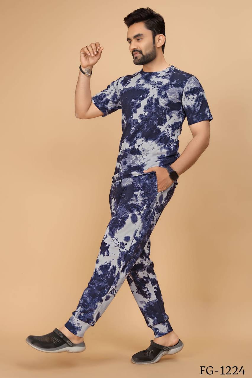 Cotton Lycra With Sibori Printed Work Night Suits
