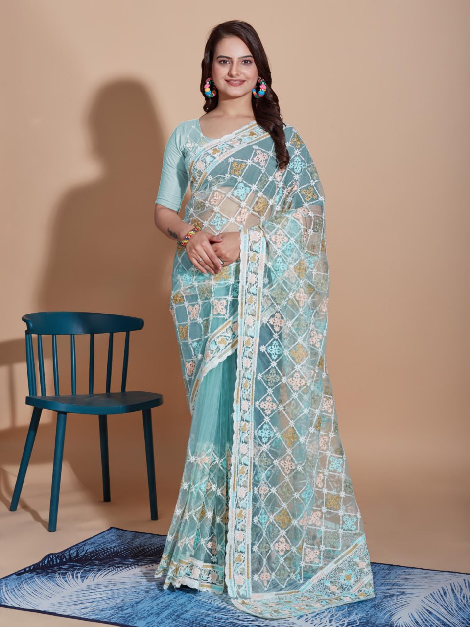 Beautiful Designer Saree on Soft Butterfly Net fabric