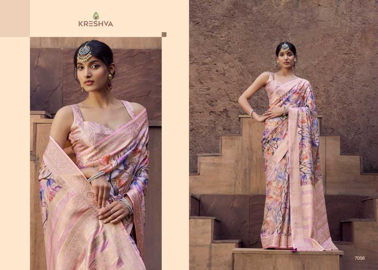 Kreshva Rasberry Crape Jacquard Border Casual Wear Saree Collections