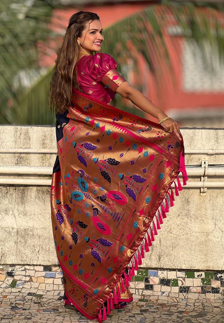 Paithni Silk Zari Woven Saree With Blouse For Women
