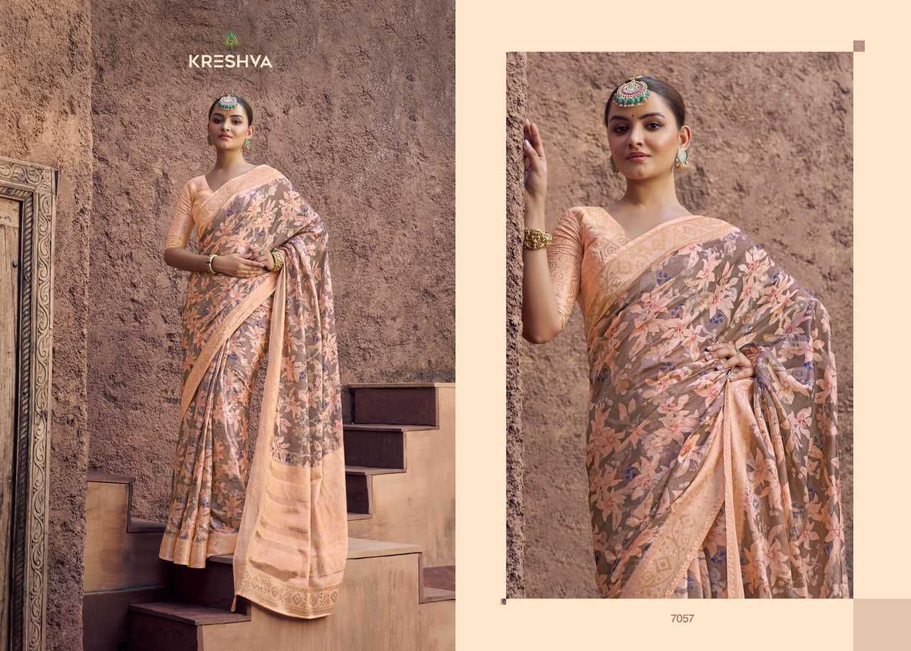 Kreshva Rasberry Crape Jacquard Border Casual Wear Saree Collections
