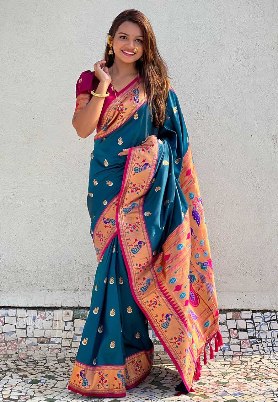 Paithni Silk Zari Woven Saree With Blouse For Women