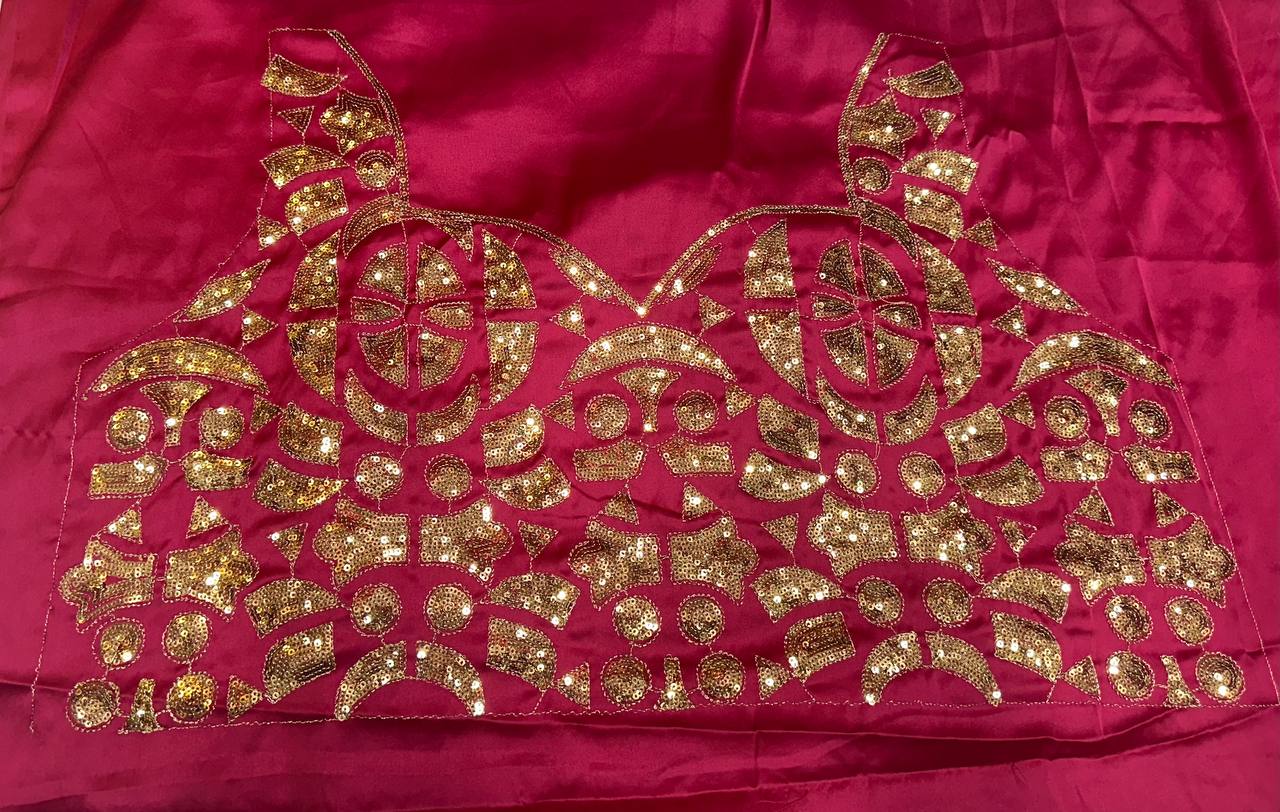 Bollywood Model Mouni Roy Pink sequins saree