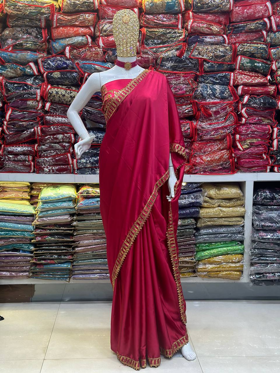 Bollywood Model Mouni Roy Pink sequins saree