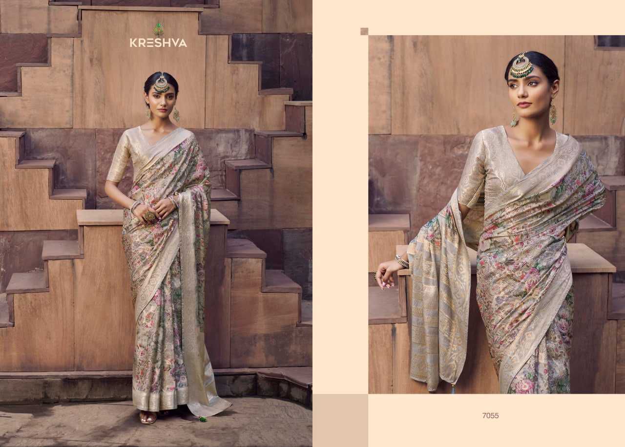 Kreshva Rasberry Crape Jacquard Border Casual Wear Saree Collections