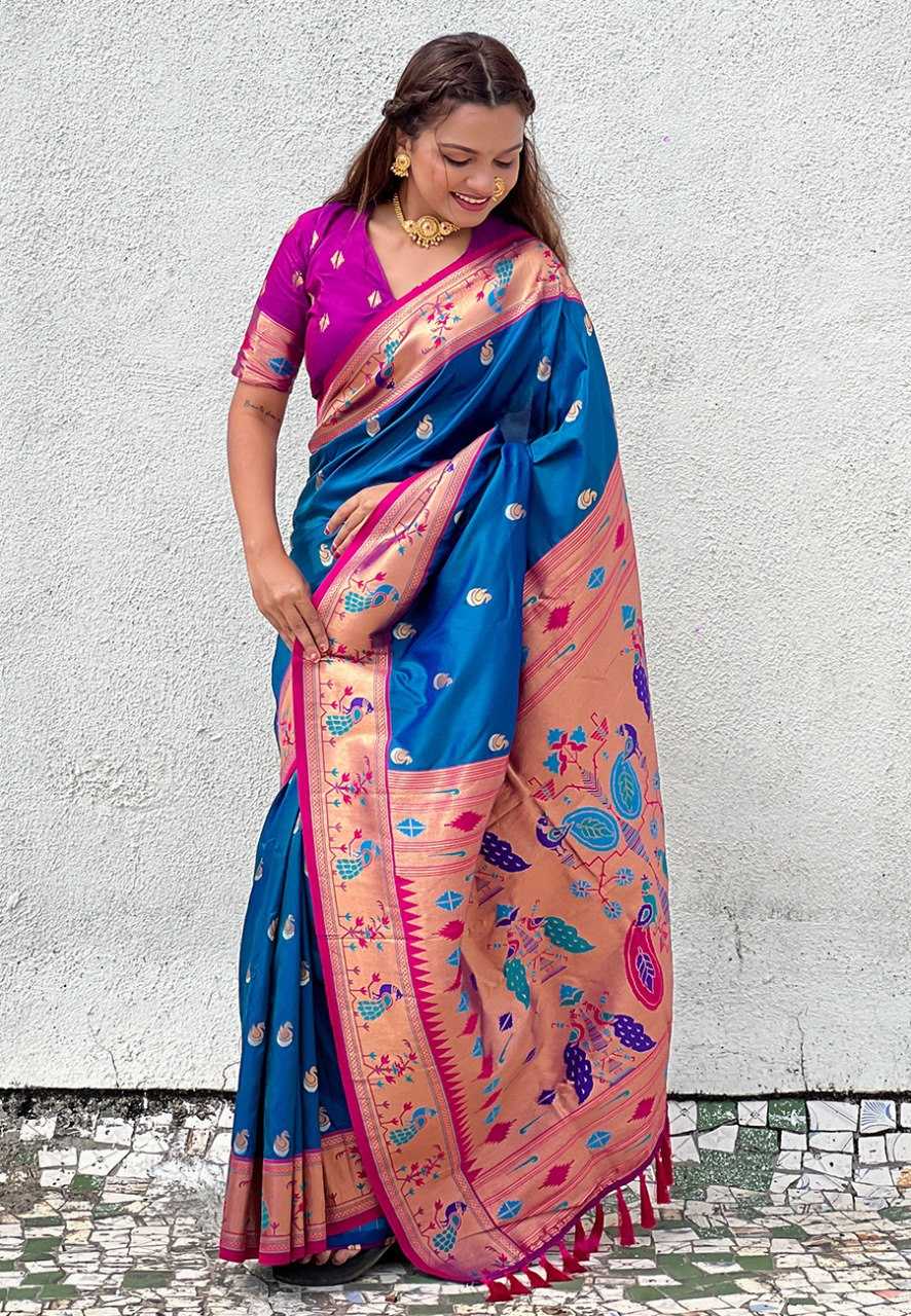 Paithni Silk Zari Woven Saree With Blouse For Women