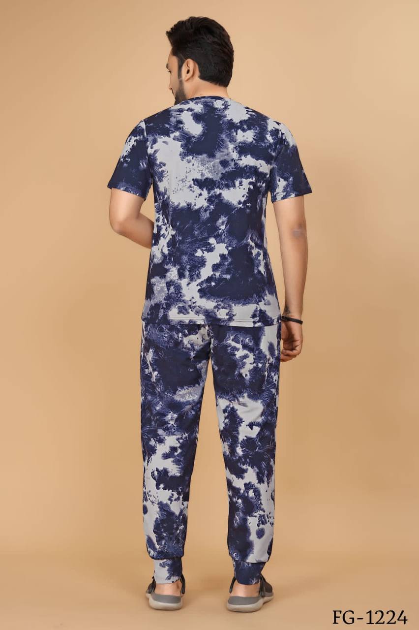 Cotton Lycra With Sibori Printed Work Night Suits