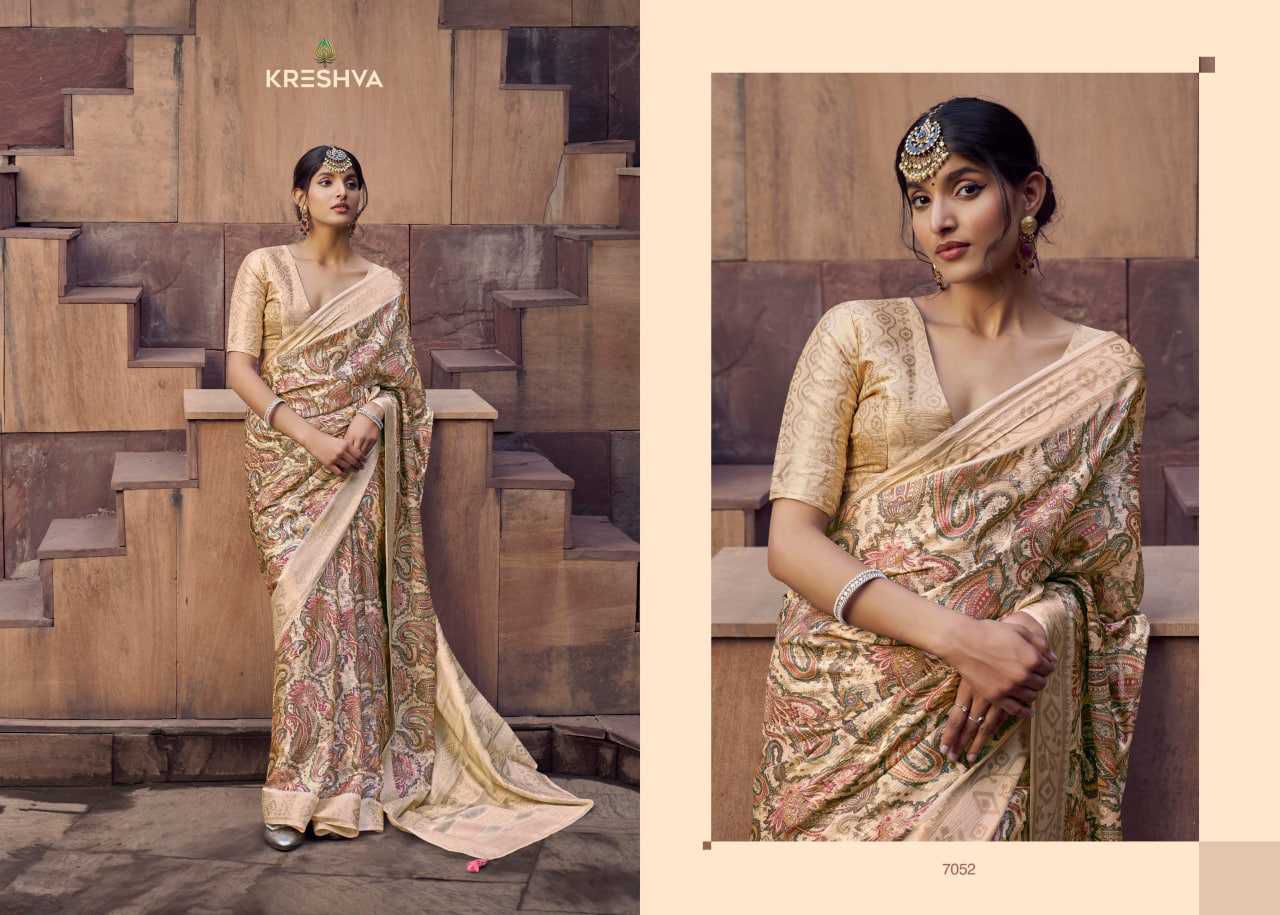 Kreshva Rasberry Crape Jacquard Border Casual Wear Saree Collections