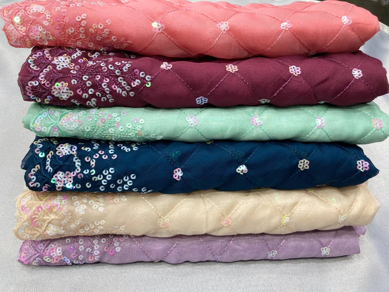 Beautiful Saree for wedding on premium Soft Taby Silk Organza fabric with C-pallu All Over Embroidery Work