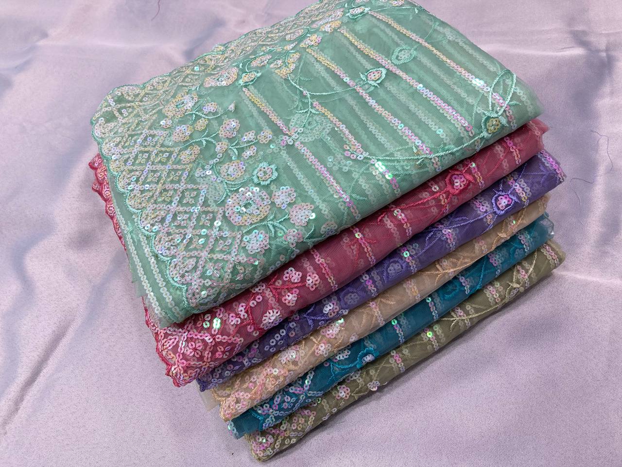 Beautiful Designer Saree on Soft Net fabric & Sequance work and whole sarees