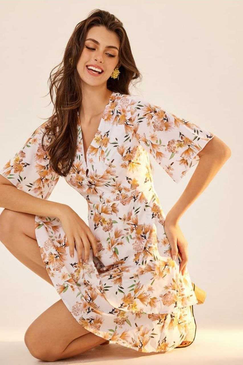 TRENDING MICRO CREPE PRINTED ONE PIECE WHITE