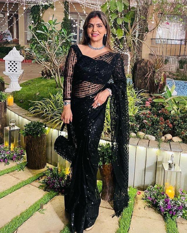 Black Color Glorious Premium Nylon Mono Net With 5 MM Sequence Work nd Tassels Saree For Women